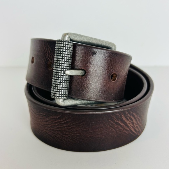 Transit Leather Other - Transit Leather Distressed Brown Silver Tone Buckle Leather Jean Belt Size 34
